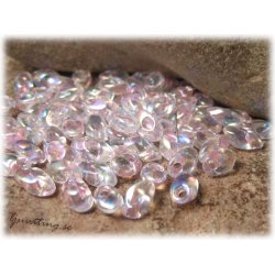 Long Magatamas pink lined crystal AB 4x7 mm