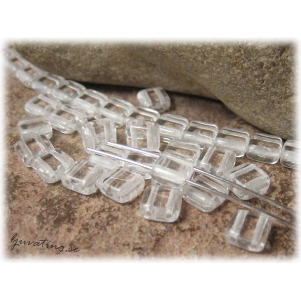 Tile bead clear crystal 20-pack ca 6x6 mm 2 hl