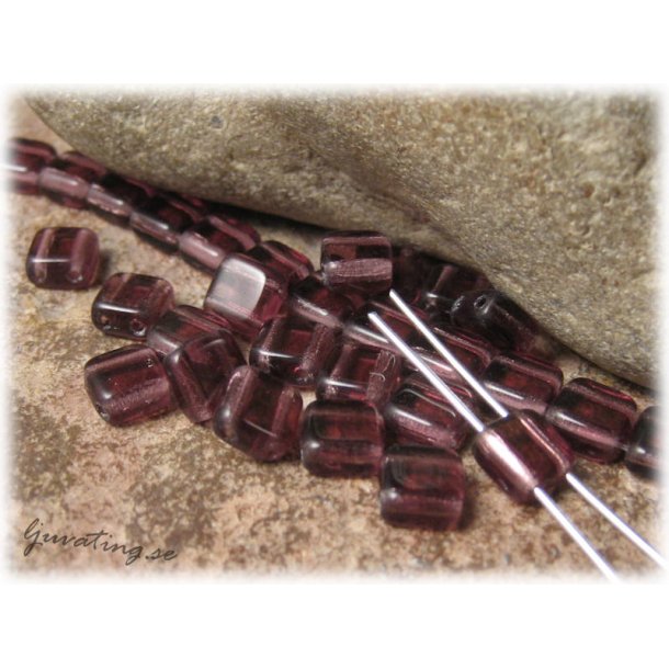 Tile bead amethyst 20-pack ca 6x6 mm 2 hl