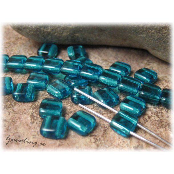Tile bead capri blue 20-pack ca 6x6 mm 2 hl