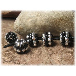 Svart silver glitterboll i resin / acryl ca 12 mm