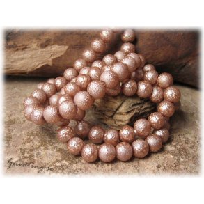 Glasprla brunbeige med struktur 20-pack ca 8 mm