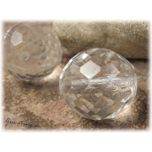Clear crystal firepolish facetterad prla ca 20 mm