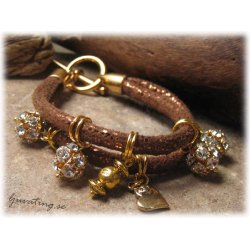 Lderimitation mjuk kopparbrun glittrig med sm ca 5 mm