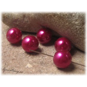 Vaxad cerise tjeckisk glasprla ca 10 mm