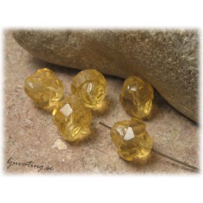 Gul bicone facettslipad p mitten ca 11x10 mm