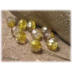 Krackelerad facett 2 frg gul lila 10-pack  ca 8mm