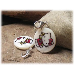 Berlock snckskal coin Kitty med rd kjol ca 20mm