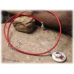 Berlock snckskal coin Kitty med rd kjol ca 20mm