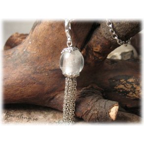 Hnge silverfoil prla med tassel o klols 77 mm