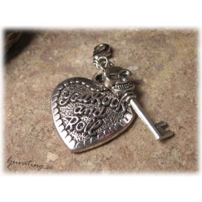 Berlocker dskallenyckel o rockhjrta med klols