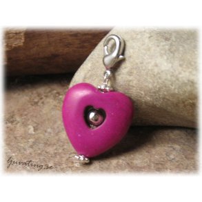 Berlock/hnge hjrta lila howlite med klols