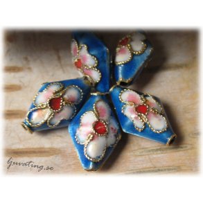 Cloisonne prla klarbl romb ca 15x9 mm 