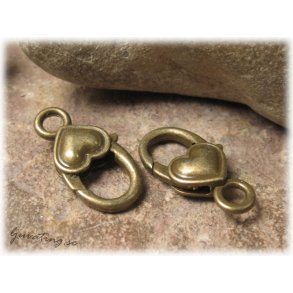 Karbinhake klols bronsfrgat hjrta ca 27x15 mm