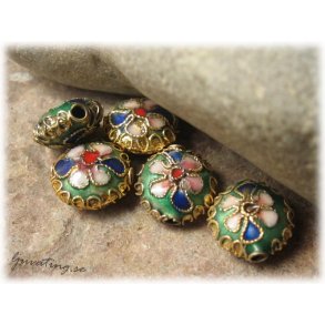Cloisonne prla grn puff ca 11 mm